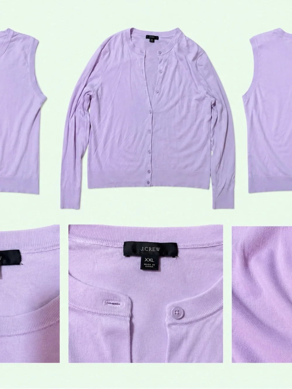 J. Crew Lilac Twin Sweater Set - XL Tank XXL Cardigan - Business Casual Chic